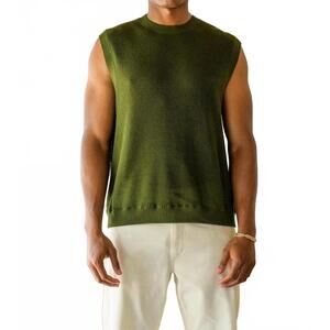 NEW MAVRANS crotchet knit vest in dark green